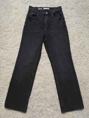 Mango Matilda Dark Wash Denim Black Jeans Size 2